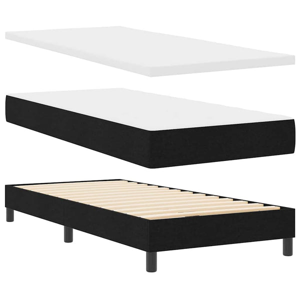 Boxspringbett Schwarz 90x190 cm mit Kopfteil