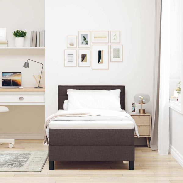 vidaXL Lit boxspring avec tête de lit Marron foncé 90 x 190 cm Tissu