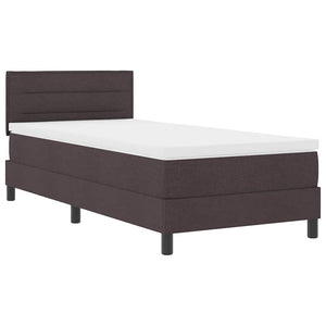 vidaXL Lit boxspring avec tête de lit Marron foncé 90 x 190 cm Tissu