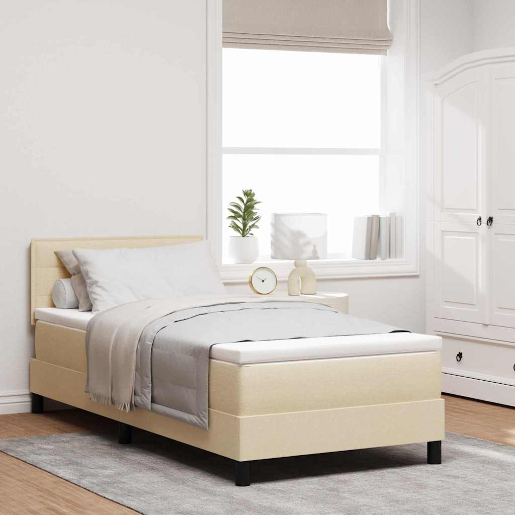 Boxspringbett Creme 90x190 cm mit Kopfteil