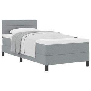 vidaXL Box Spring Bed with Headboard Light Gray 90 x 200 cm Fabric