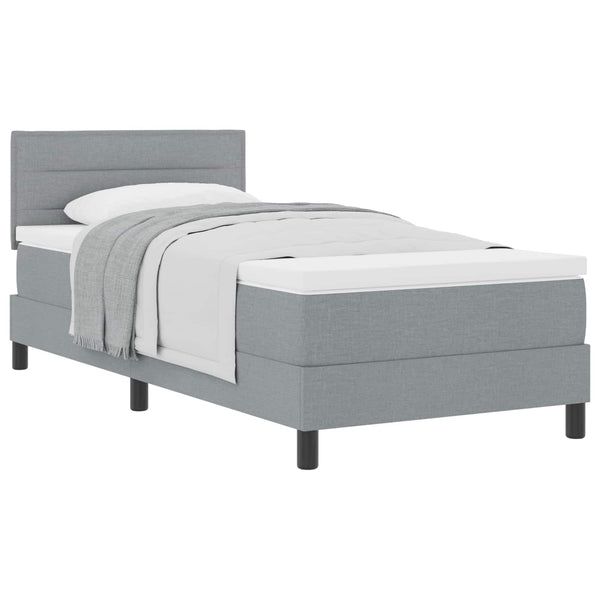 vidaXL Box Spring Bed with Headboard Light Gray 90 x 200 cm Fabric