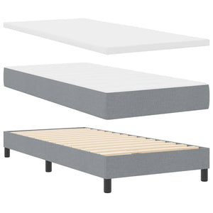 vidaXL Box Spring Bed with Headboard Light Gray 90 x 200 cm Fabric