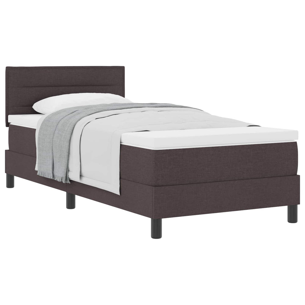 vidaXL Box Spring Bed with Headboard Dark Brown 90 x 200 cm Fabric