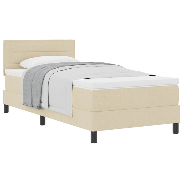 vidaXL Lit coffre avec tête de lit crème 90 x 200 cm tissu