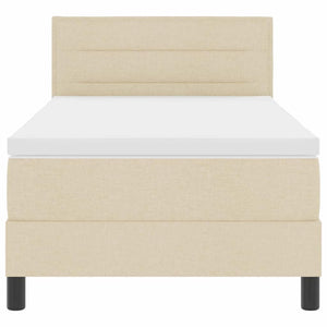 vidaXL Lit coffre avec tête de lit crème 90 x 200 cm tissu