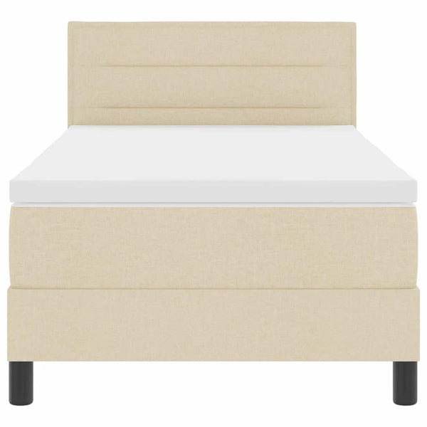 vidaXL Lit coffre avec tête de lit crème 90 x 200 cm tissu