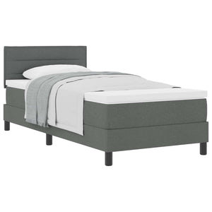 vidaXL Lit coffre avec tête de lit gris foncé 100 x 200 cm Tissu