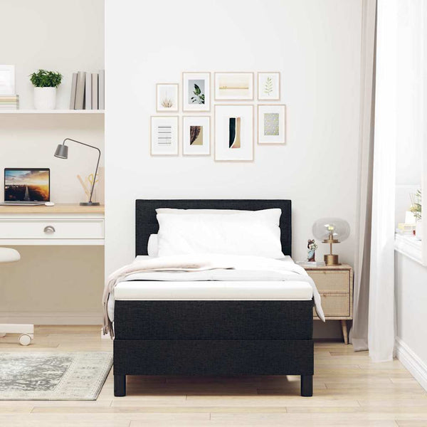 Boxspringbett Schwarz 100x200 cm mit Kopfteil