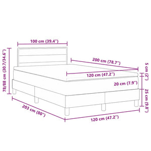 Boxspringbett Hellgrau 120x200 cm