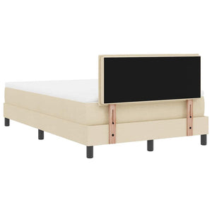 vidaXL Box Spring Bed with Headboard Cream 120 x 200 cm Fabric