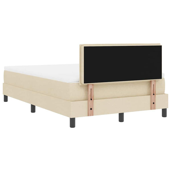 vidaXL Box Spring Bed with Headboard Cream 120 x 200 cm Fabric