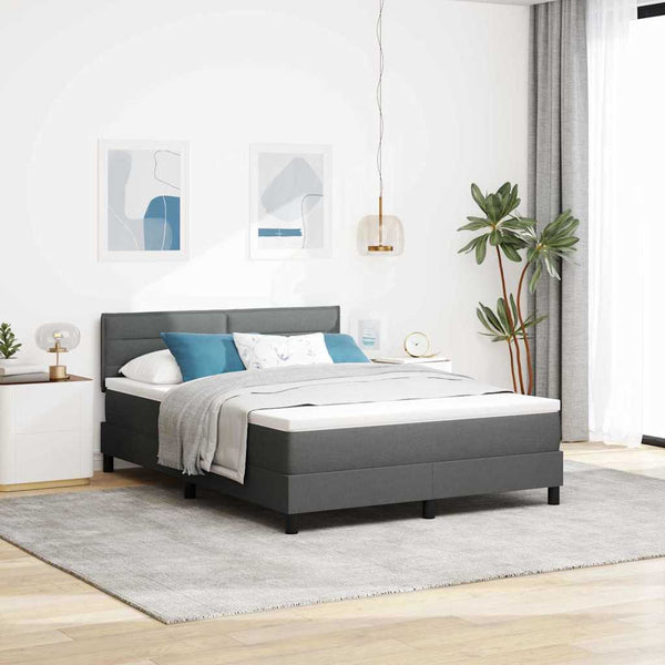 vidaXL Lit coffre avec tête de lit gris foncé 140 x 190 cm tissu