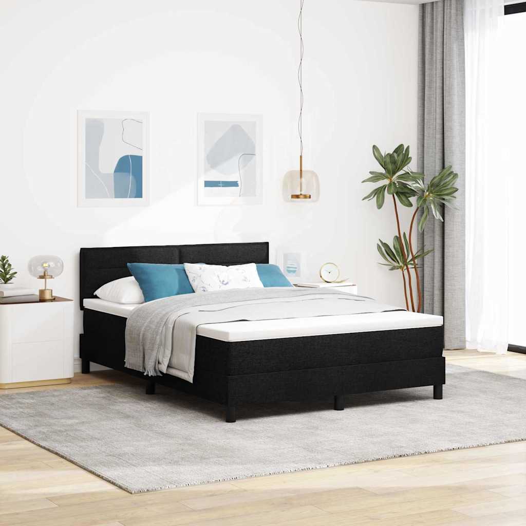 vidaXL Lit coffre tapissé avec tête de lit Noir 140 x 190 cm Tissu