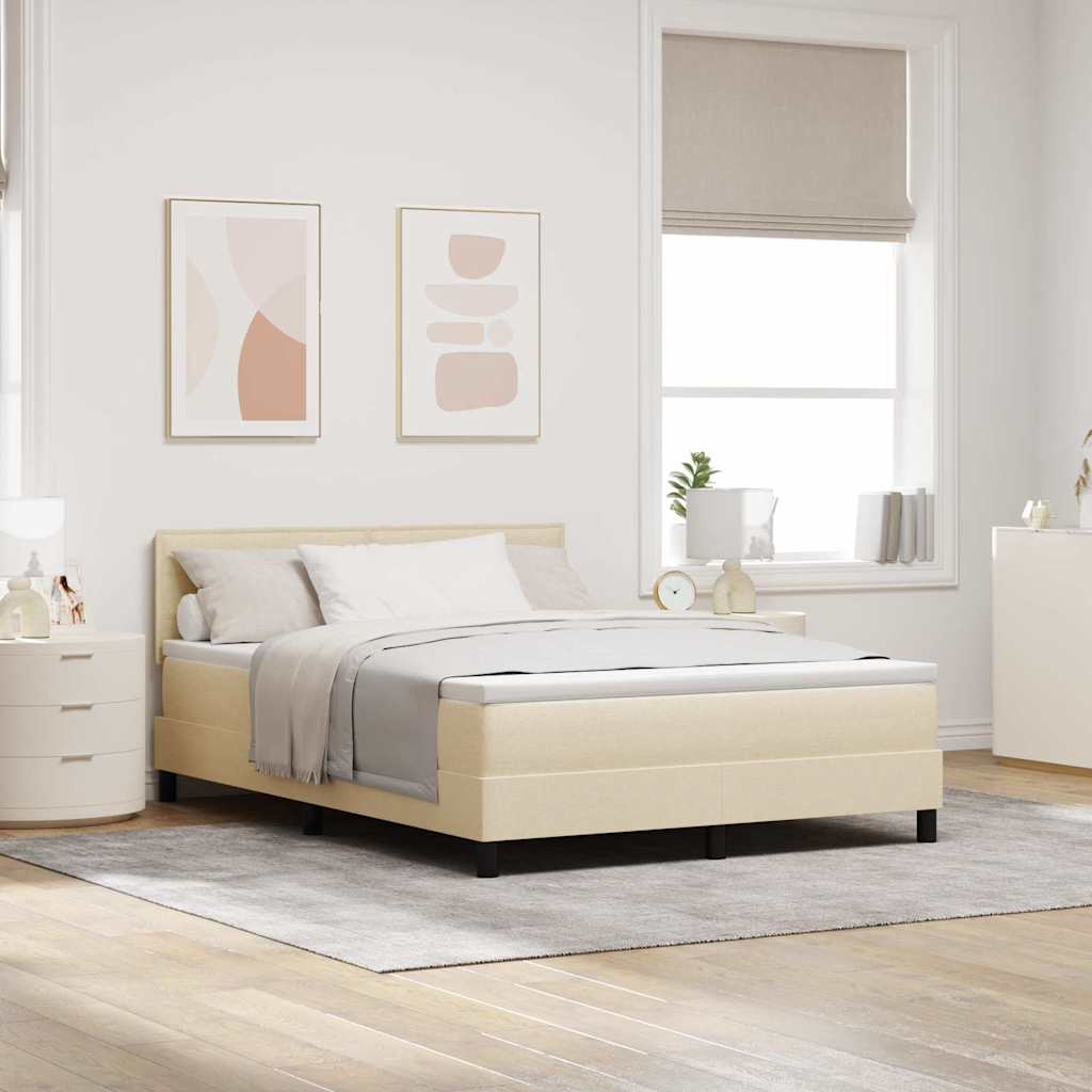 Boxspringbett Creme 140x190 cm mit Kopfteil