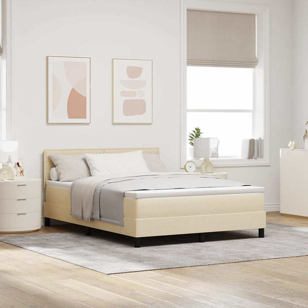 Boxspringbett Creme 140x190 cm mit Kopfteil