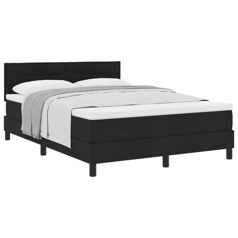 vidaXL Box Spring Bed with Headboard Black 160 x 200 cm Fabric