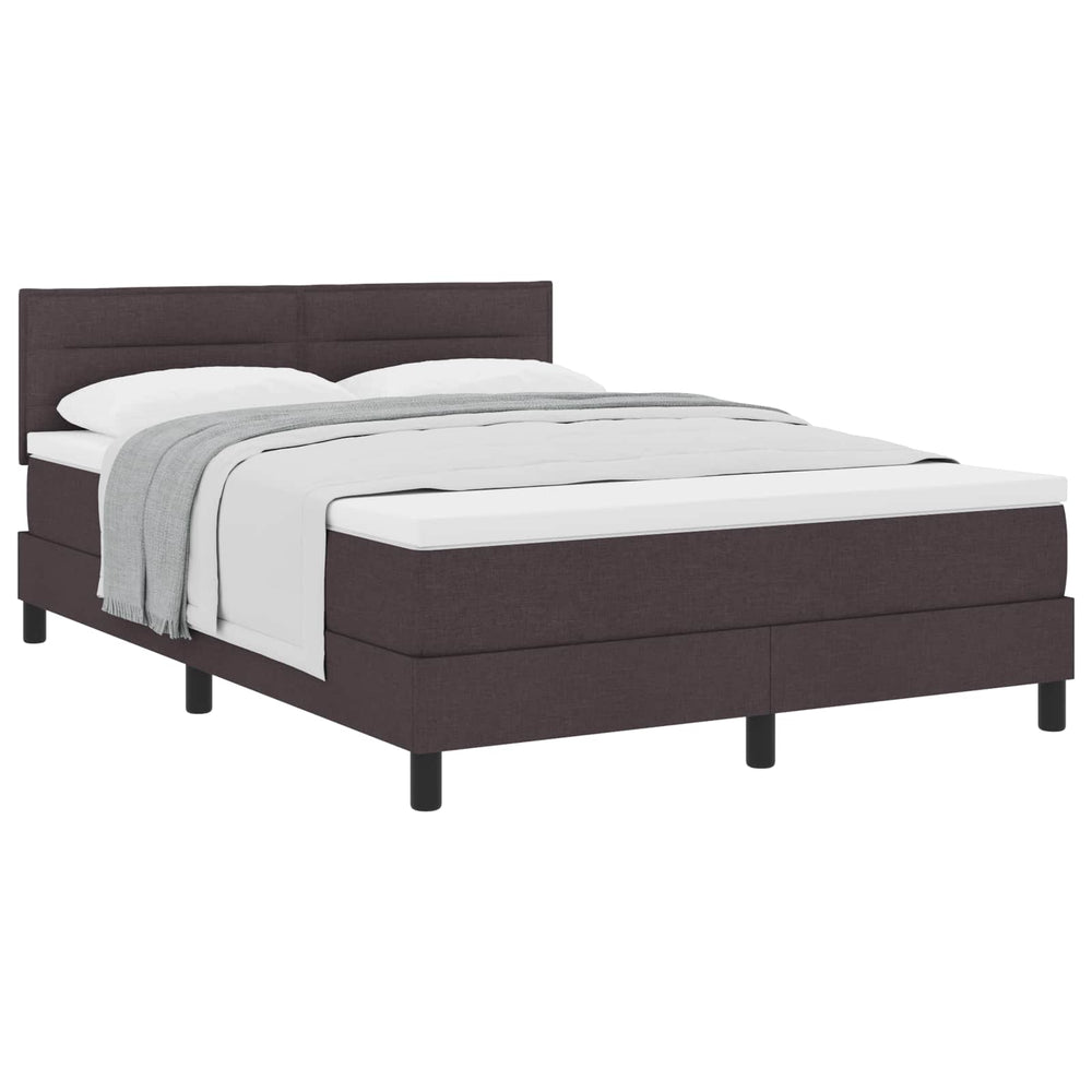 vidaXL Box Spring Bed with Headboard Dark Brown 160 x 200 cm Fabric