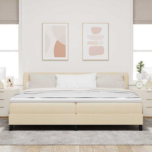 vidaXL Lit boxspring avec tête de lit crème 200 x 200 cm Tissu