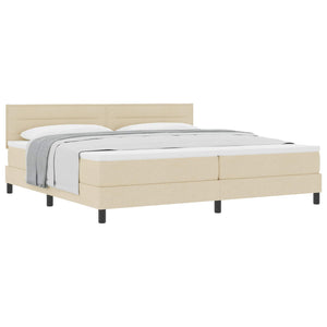vidaXL Lit boxspring avec tête de lit crème 200 x 200 cm Tissu