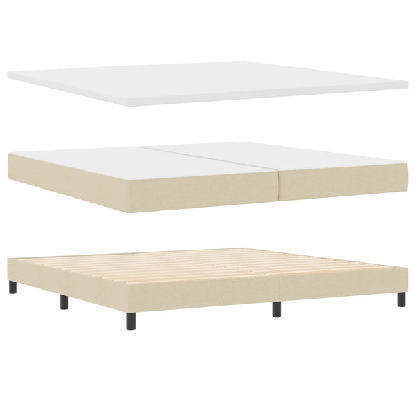 vidaXL Lit boxspring avec tête de lit crème 200 x 200 cm Tissu