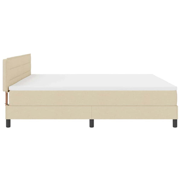 vidaXL Lit boxspring avec tête de lit crème 200 x 200 cm Tissu
