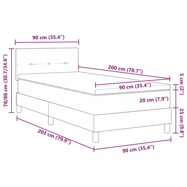 Boxspringbett Blau 90x200 cm mit Matratze