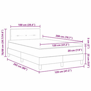 Boxspringbett Blau 120x200 cm mit Kopfteil