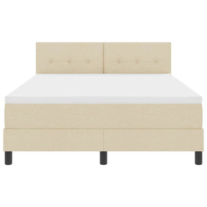 vidaXL Lit coffre tapissier avec tête de lit crème 140 x 190 cm Tissu