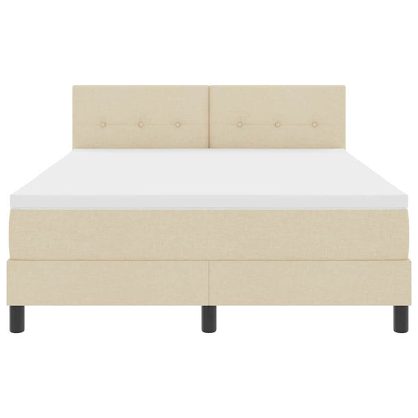 vidaXL Lit coffre tapissier avec tête de lit crème 140 x 190 cm Tissu