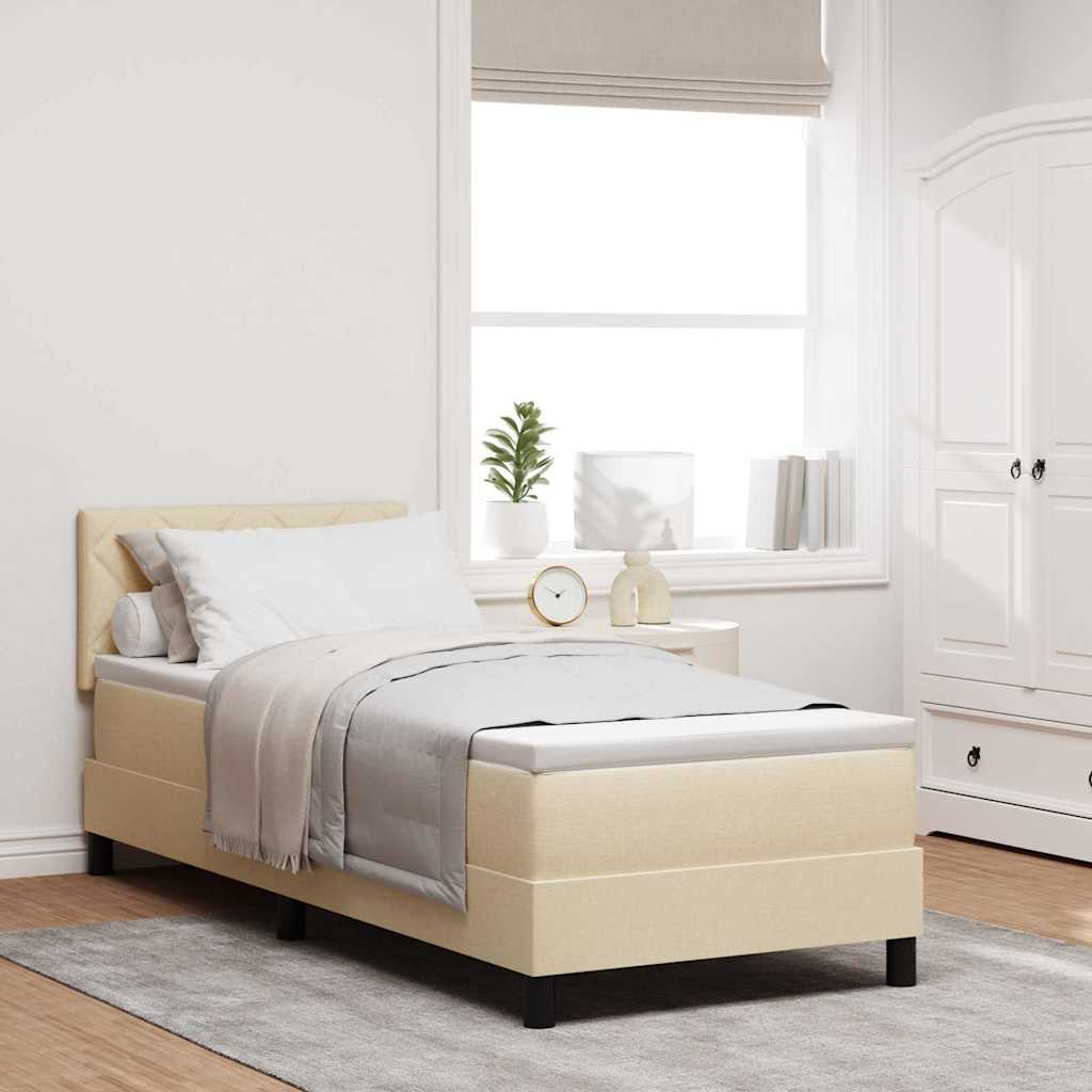 vidaXL Lit coffre tapissé avec matelas et tête de lit crème 80 x 200 cm tissu