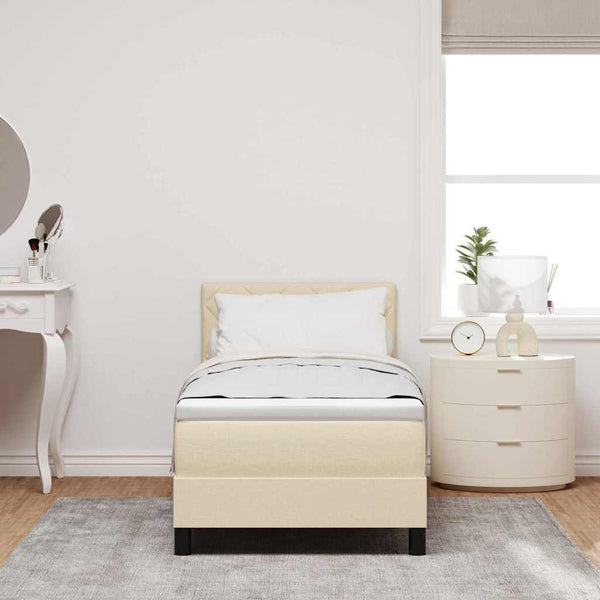 vidaXL Lit coffre tapissé avec matelas et tête de lit crème 80 x 200 cm tissu