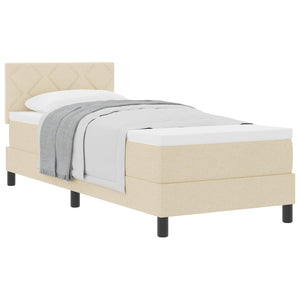 vidaXL Lit coffre tapissé avec matelas et tête de lit crème 80 x 200 cm tissu