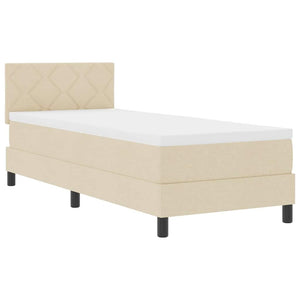 vidaXL Lit coffre tapissé avec matelas et tête de lit crème 80 x 200 cm tissu
