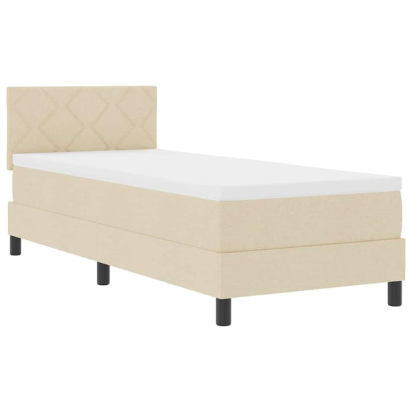 vidaXL Lit coffre tapissé avec matelas et tête de lit crème 80 x 200 cm tissu