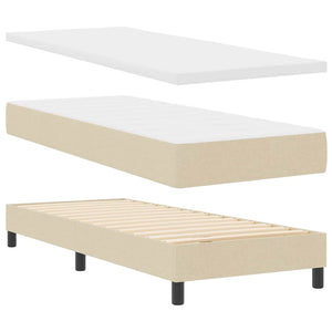 vidaXL Lit coffre tapissé avec matelas et tête de lit crème 80 x 200 cm tissu