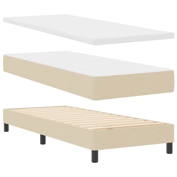 vidaXL Lit coffre tapissé avec matelas et tête de lit crème 80 x 200 cm tissu