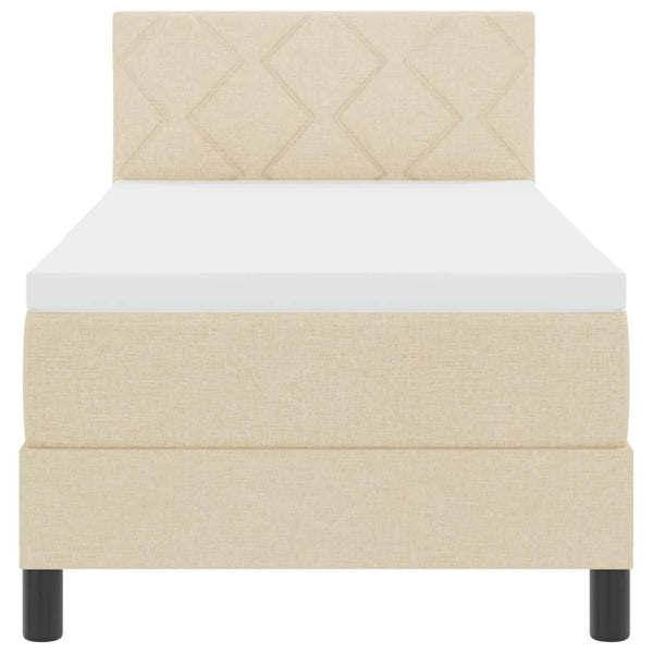 vidaXL Lit coffre tapissé avec matelas et tête de lit crème 80 x 200 cm tissu