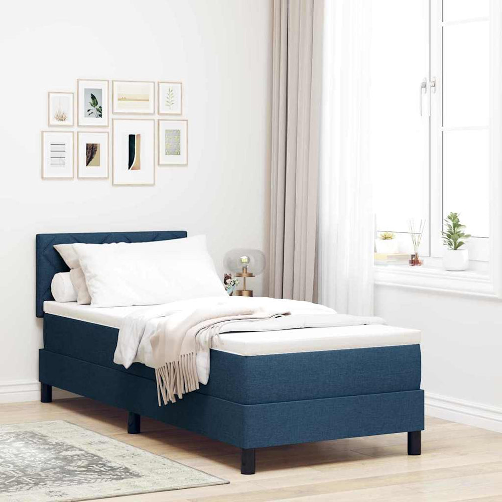 vidaXL Lit double tapissier avec matelas et tête de lit bleu 80 x 200 cm tissu