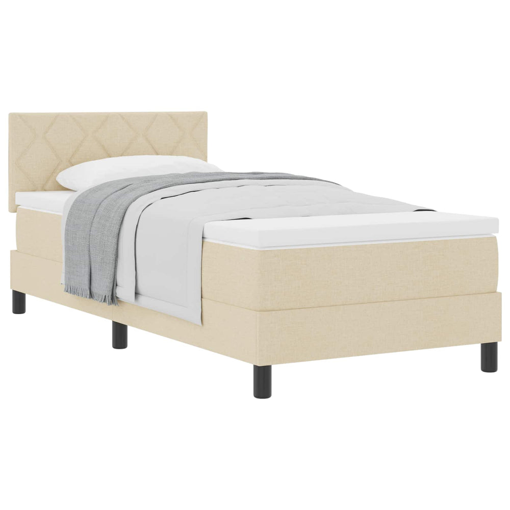 Boxspringbett Creme 90x190 cm mit Kopfteil