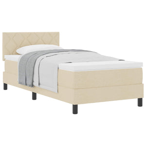 Boxspringbett Creme 90x190 cm mit Kopfteil
