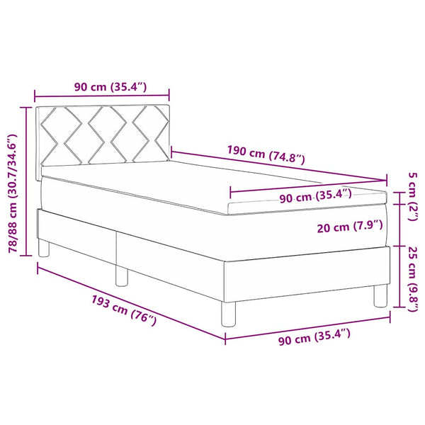 Boxspringbett Blau 90x190 cm mit Matratze
