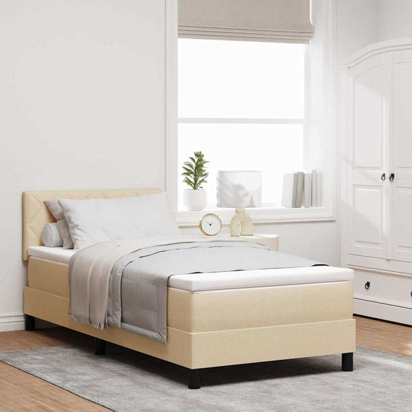 Boxspringbett Creme 90x200 cm mit Kopfteil