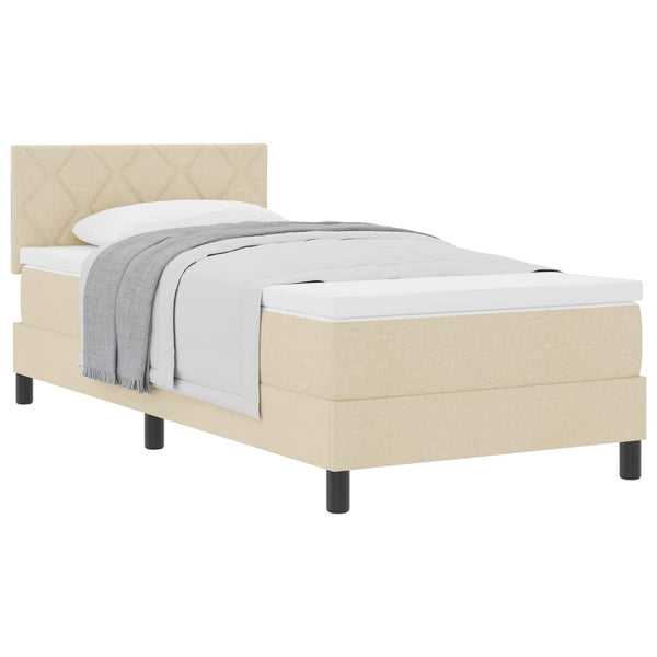 Boxspringbett Creme 90x200 cm mit Kopfteil