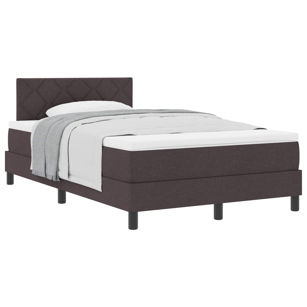 vidaXL Box Spring Bed with Pillows Dark Brown 120 x 200 cm Fabric