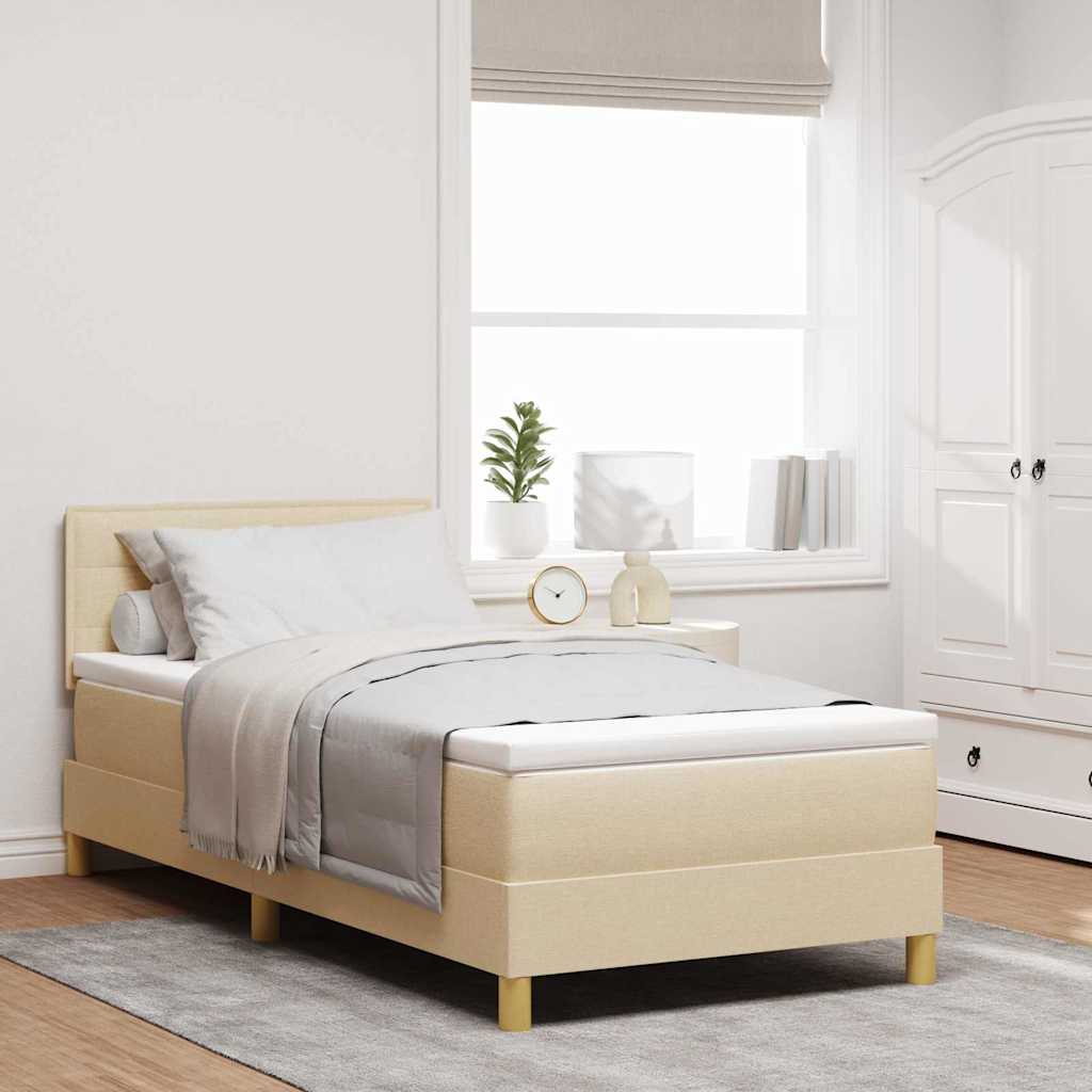 Boxspringbett Creme 80x200 cm mit Kopfteil