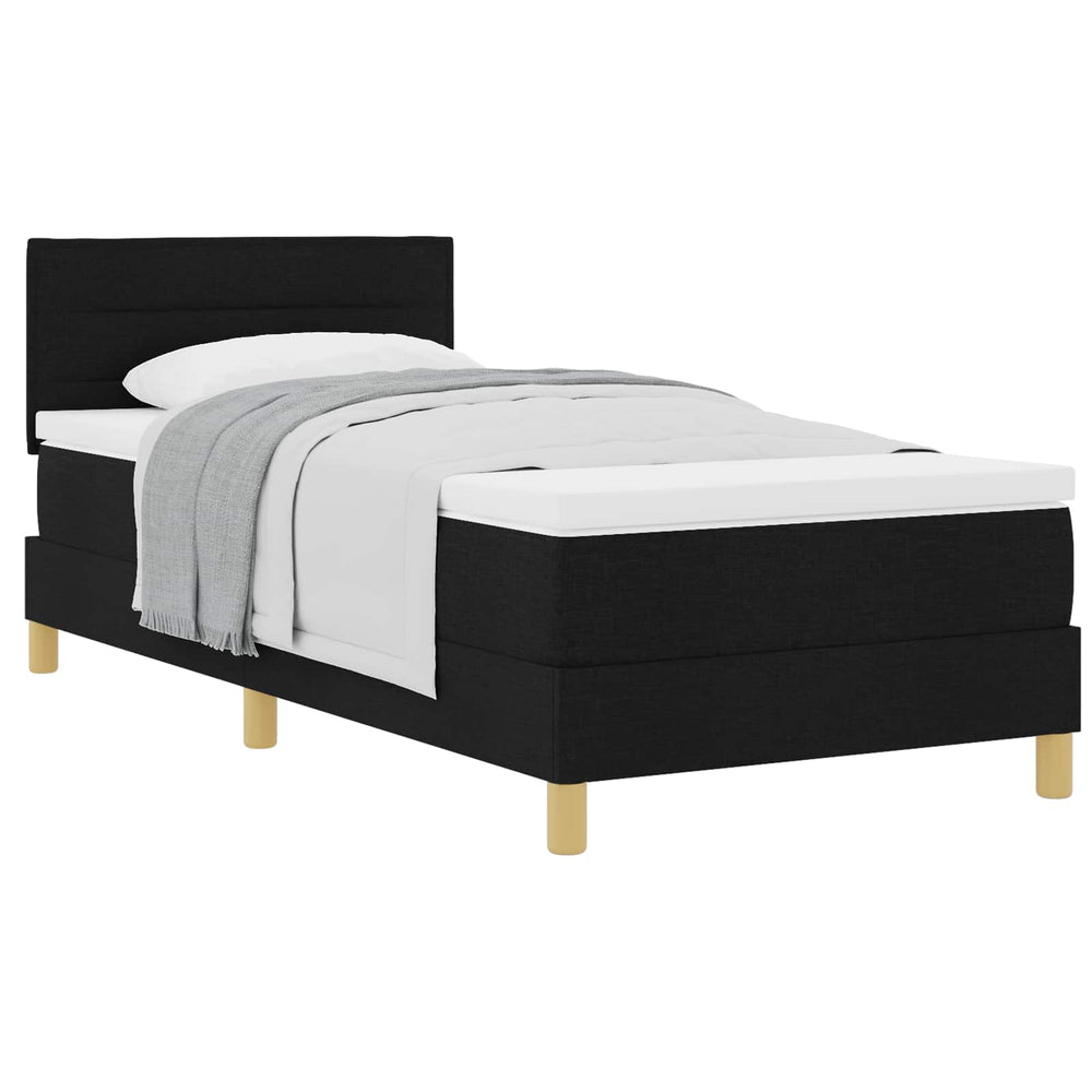 Boxspringbett Schwarz 90x200 cm mit Kopfteil