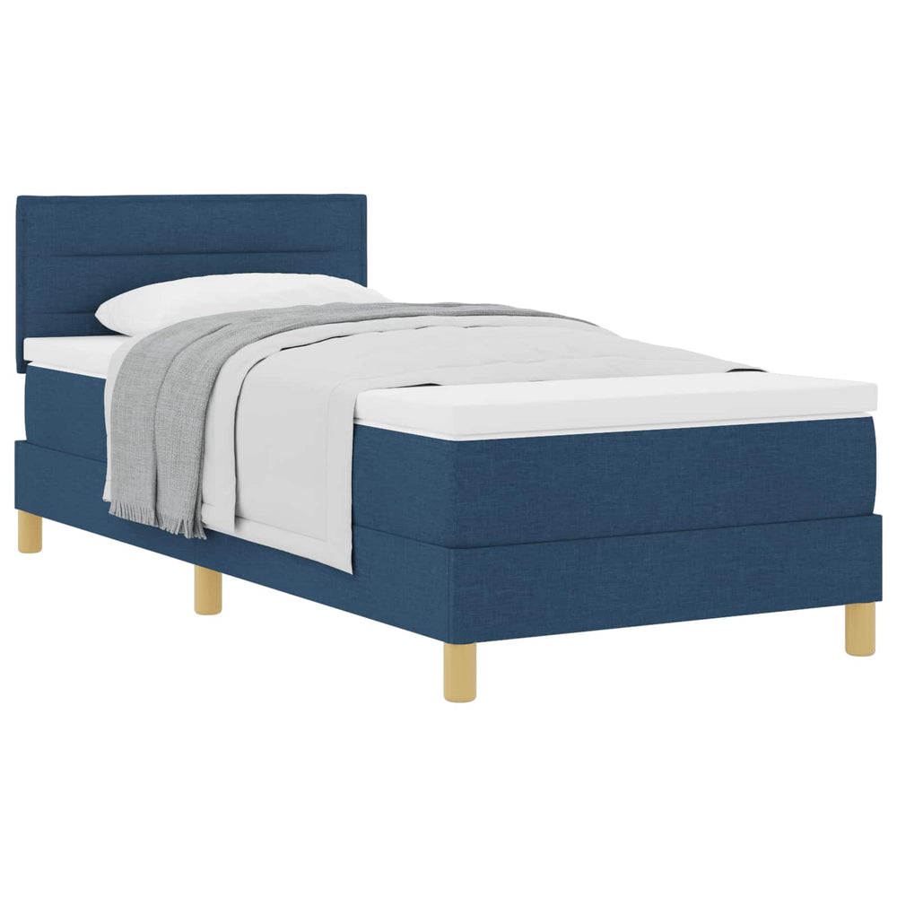Blaues Boxspringbett mit Kopfteil 90x200 cm