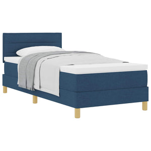 Blaues Boxspringbett mit Kopfteil 90x200 cm