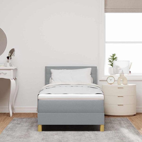Boxspringbett Hellgrau 100x200 cm mit Kissen